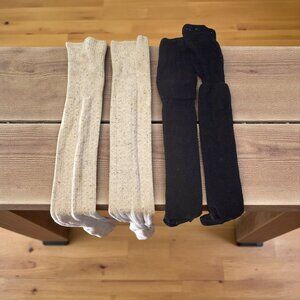 2 Pairs of Knee-High Socks – Speckled Tan & Black – Cozy, Soft, No Tags